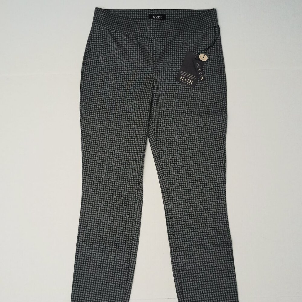 NYDJ Lift Tuck Pull On Ponte Leggings Size 0 Black/Gray Plaid Pants - NWT